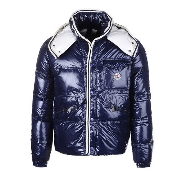 Moncler Simple blu Zipper E Slash corta da uomo Cappotti uscita